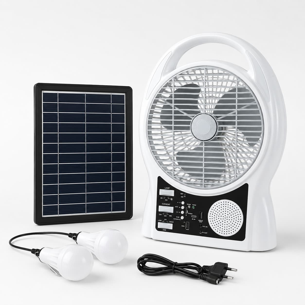 Портативний вентилятор Solar Yasam з Bluetooth, MP3, FM-радіо та LED підсвічуванням