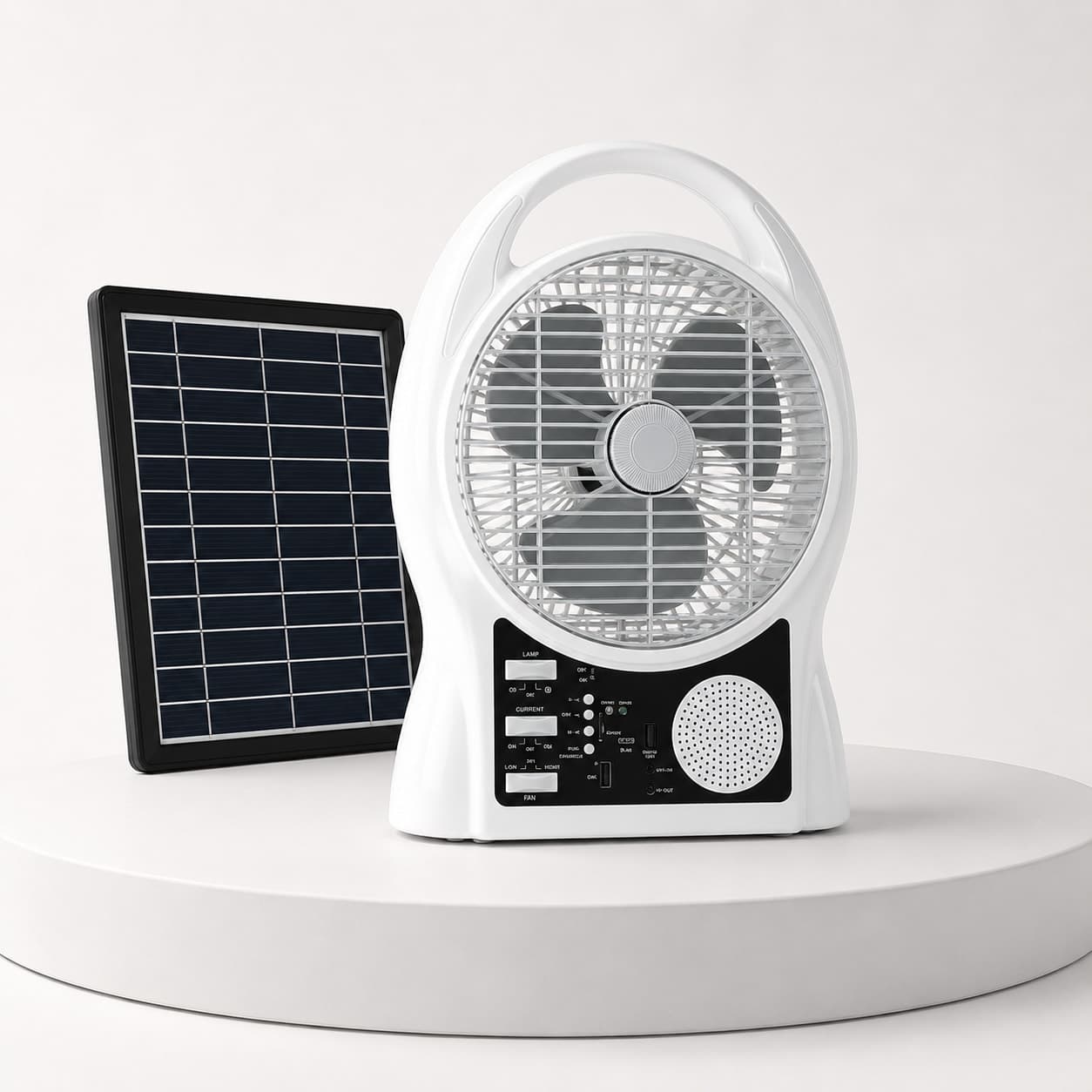 Портативний вентилятор Solar Yasam з Bluetooth, MP3, FM-радіо та LED підсвічуванням — фото 5