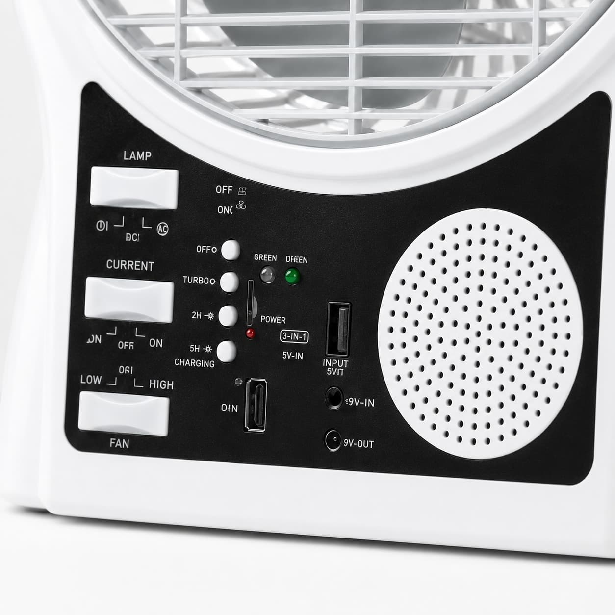 Портативний вентилятор Solar Yasam з Bluetooth, MP3, FM-радіо та LED підсвічуванням — фото 7
